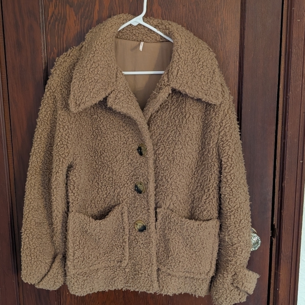 Free People Brown Sherpa Jacket size Medium